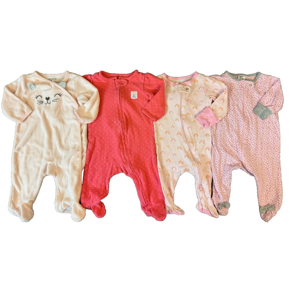 Carters Sleepers Girl 3 Months Lot Rompers Outfits Sleep N Play Bundle Sweet Bow
